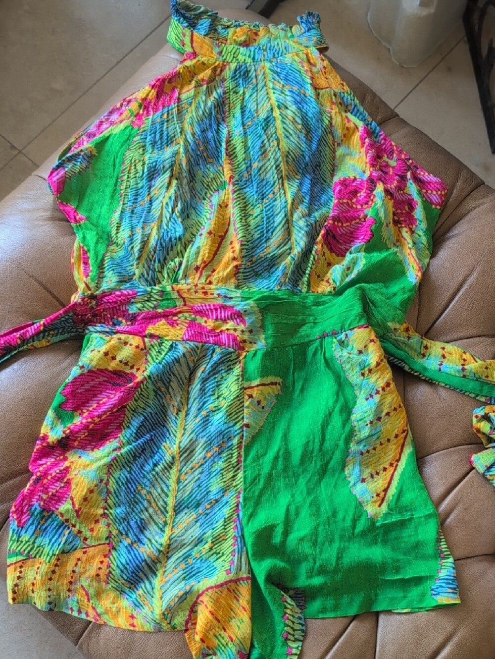 Cynthia Rowley Green Multicolor Tropical Print Romper - Picture 4 of 10